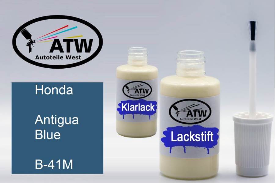 Honda, Antigua Blue, B-41M: 20ml Lackstift + 20ml Klarlack - Set, von ATW Autoteile West.